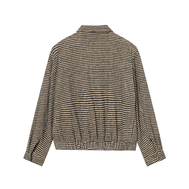 Women's Long Sleeve Plaid Bomber Jacket Zipper Pockets Chic Female Jackets Coats 2026 Spring Autumn Casual Lady Outerwear