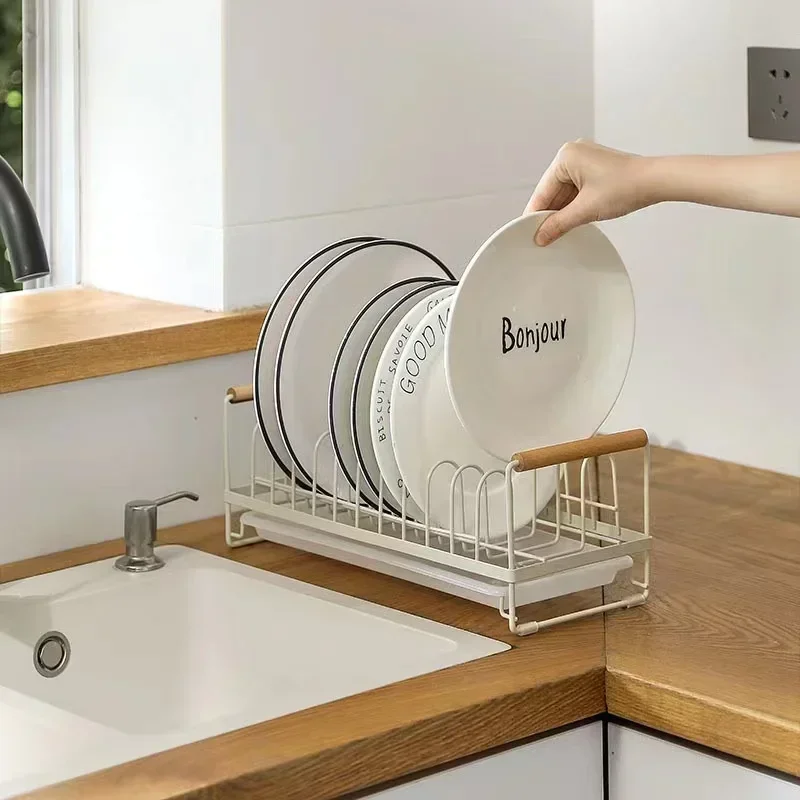 Storage Rack Kitchen Storage Rack Perforation-Free Drain Bowl Tray Household Countertop Utensil Cabinet