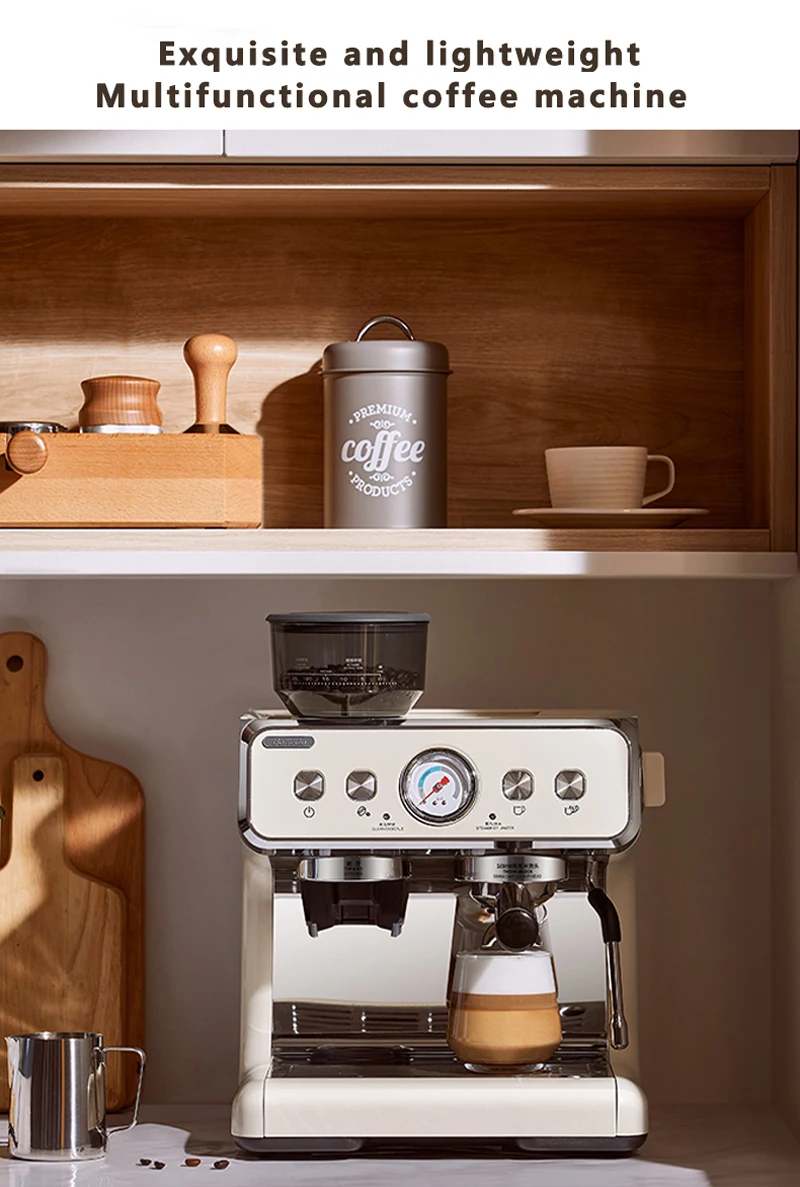 CYETUS Máquina de café expreso de 20 barras con espumador de leche, varita  de vapor barista, máquina de café compacta, medidor de presión, cafetera