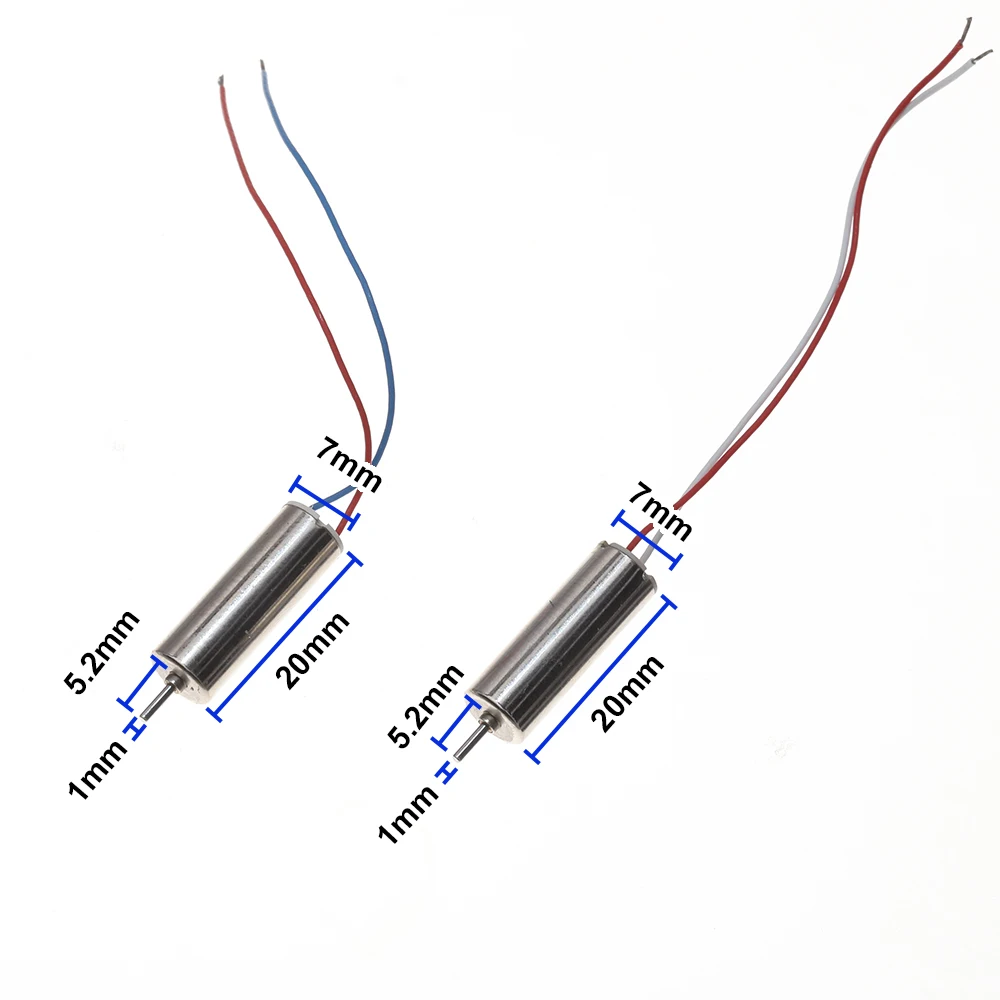 Moteur sans noyau 720 pour drone RC, connecteurs et câbles visibles