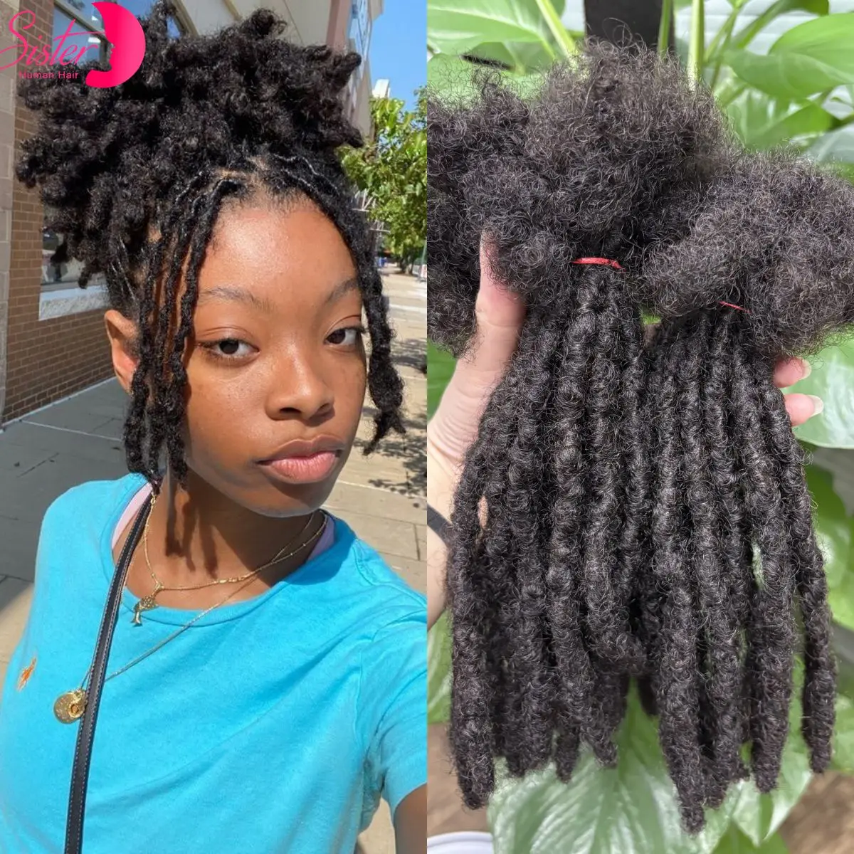 Loc Extension Echthaar, 0,6 cm Breite, 20,3 cm, 50 Stränge, handgefertigt, Dreadlock-Inter-Extension, Echthaar für Damen/Herren/Kinder