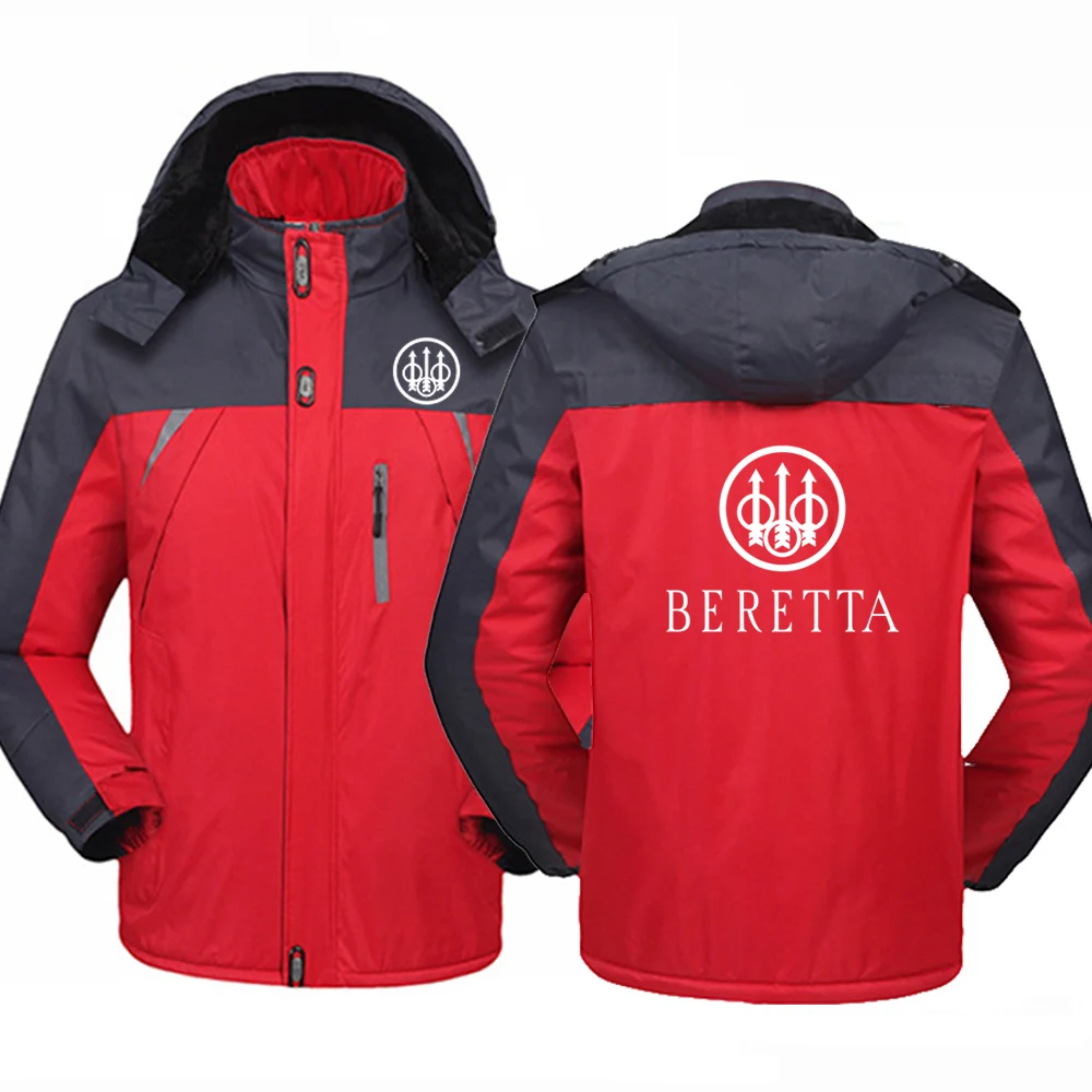 best hoodies 2022 Winter Men's Creative BERETTA Printed Motorcycle Jacket Windbreaker Stitching Warm Outdoor Cold-proof Mountaineering Jacket palm angels hoodie Hoodies & Sweatshirts