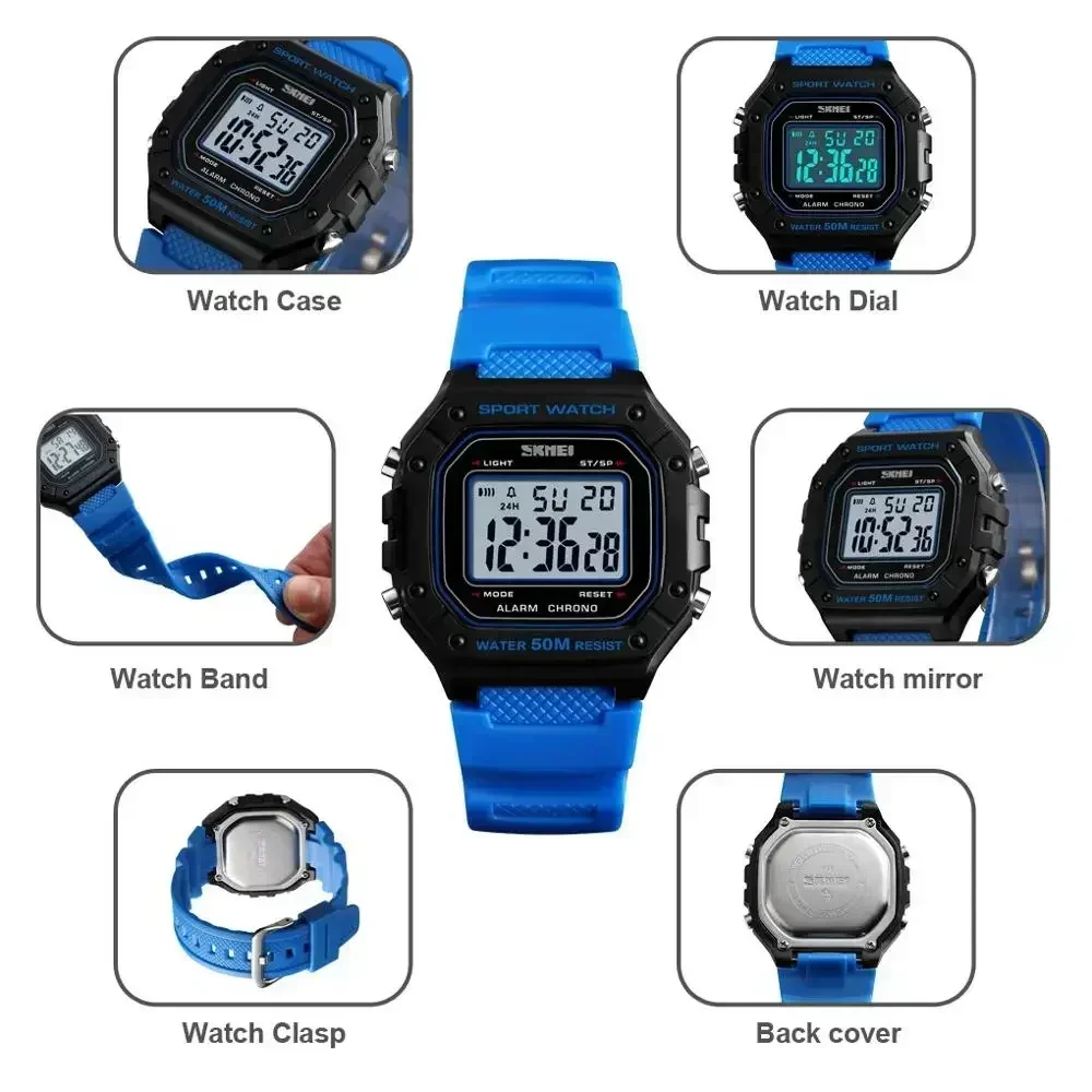 SKMEI 1496 montre homme Outdoor Sport Watch Men Digital Watches  5Bar Waterproof Alarm Clock Fashion Military Men Digital Watch 4