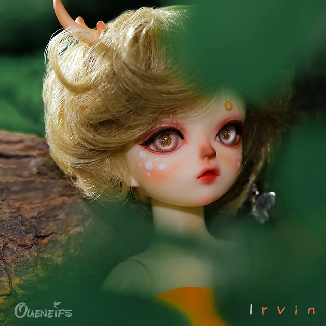 BJD Doll Shuga Fairy Irvin 1/6 Resin Forest Fantasy Deer Feet with Human Slim Body Cute Horn Ball Joited Dolls 6