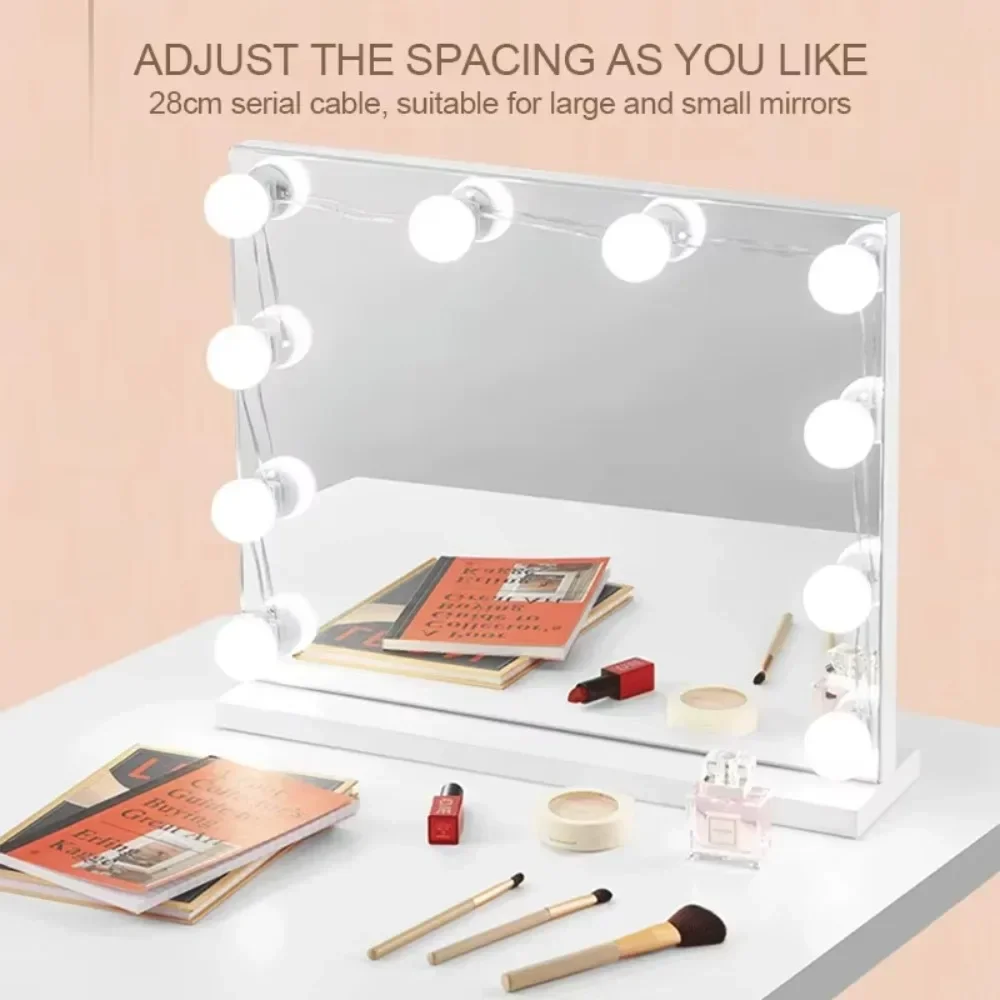 Vanity Lights Mirror Fill Light Adjustable 3 Color LED USB Cable Mirror Lights Wall Bulbs String for Makeup Table Dressing Room