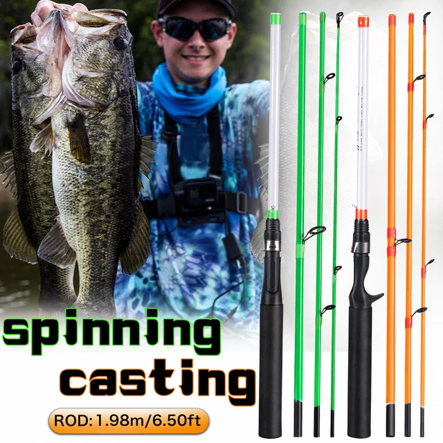 Sougayilang Lure Fishing Rods 1.98m Spinning Casting Rod Glass Fiber 4  Sections 2 Color Fishing Pole for Bass Pike Fishing Pesca - AliExpress