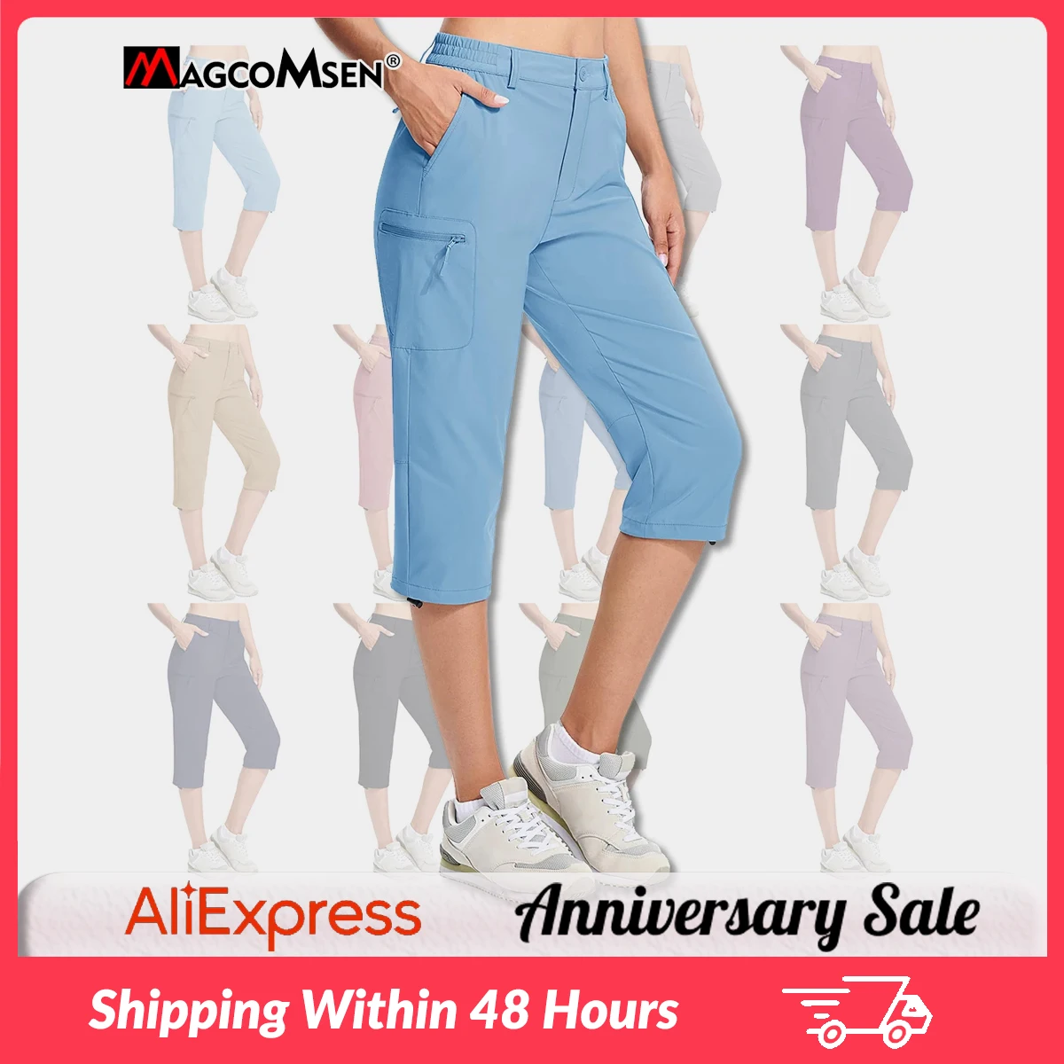 Women's Hiking Pant Cargo Capris Lightweight Quick Dry