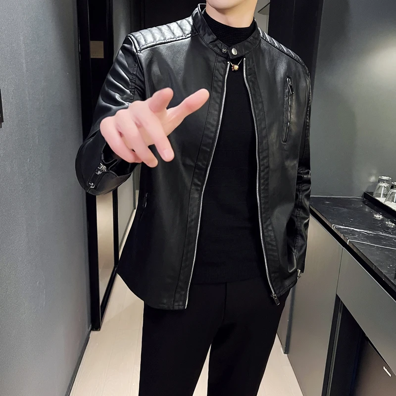 Leather Jacket Winter Jackets For Skinny Guys Korean Boys Moto