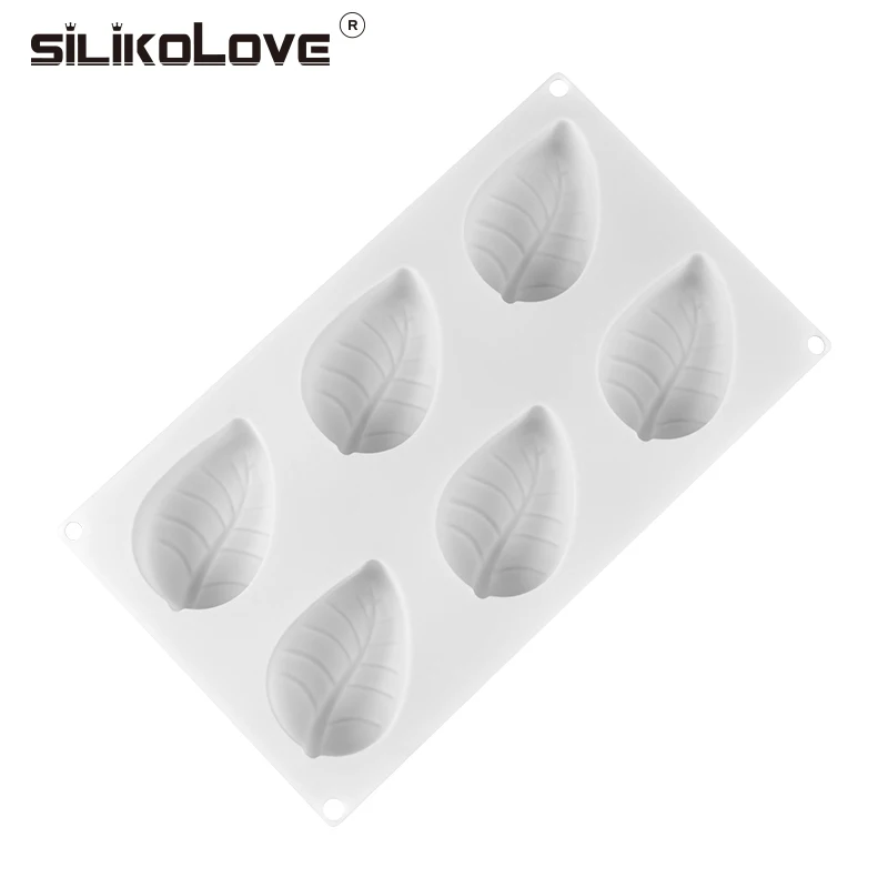 SILIKOLOVE 6 Cavity Leaves Silicone Mousse Cake Mold Easy Using Non-stick Baking Mold for Cake Decorating  DIY Bakeware Tools images - 6