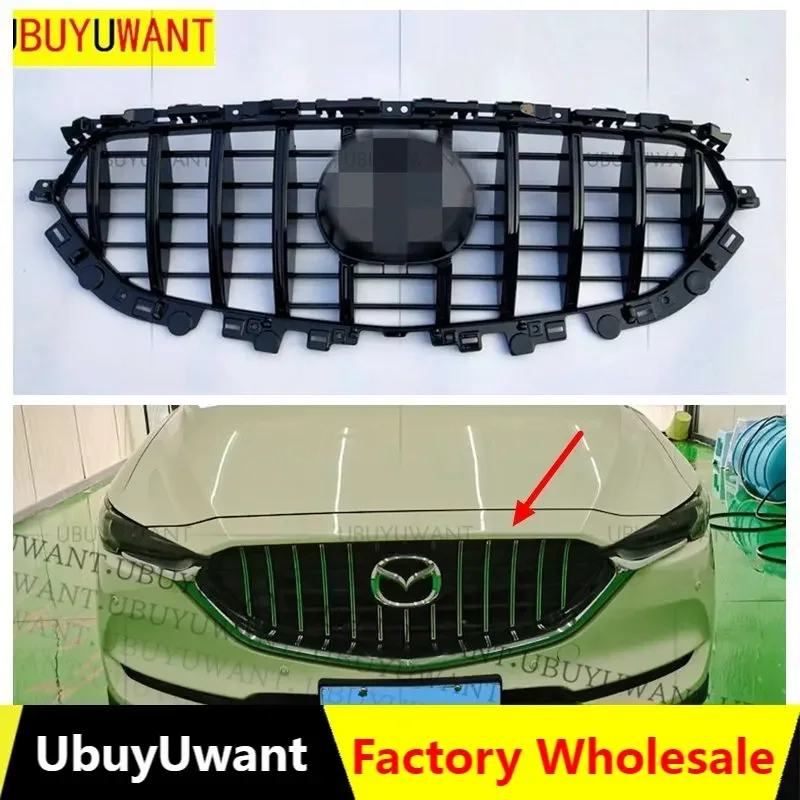 

AUTO FRONT MESH EXTERIOR MASK TRIMS COVERS FRONT BUMPER ABS MODIFIED GRILL GRILLS FIT FOR MAZDA CX-5 CX5 AUTO GRILLE 2017 2018+