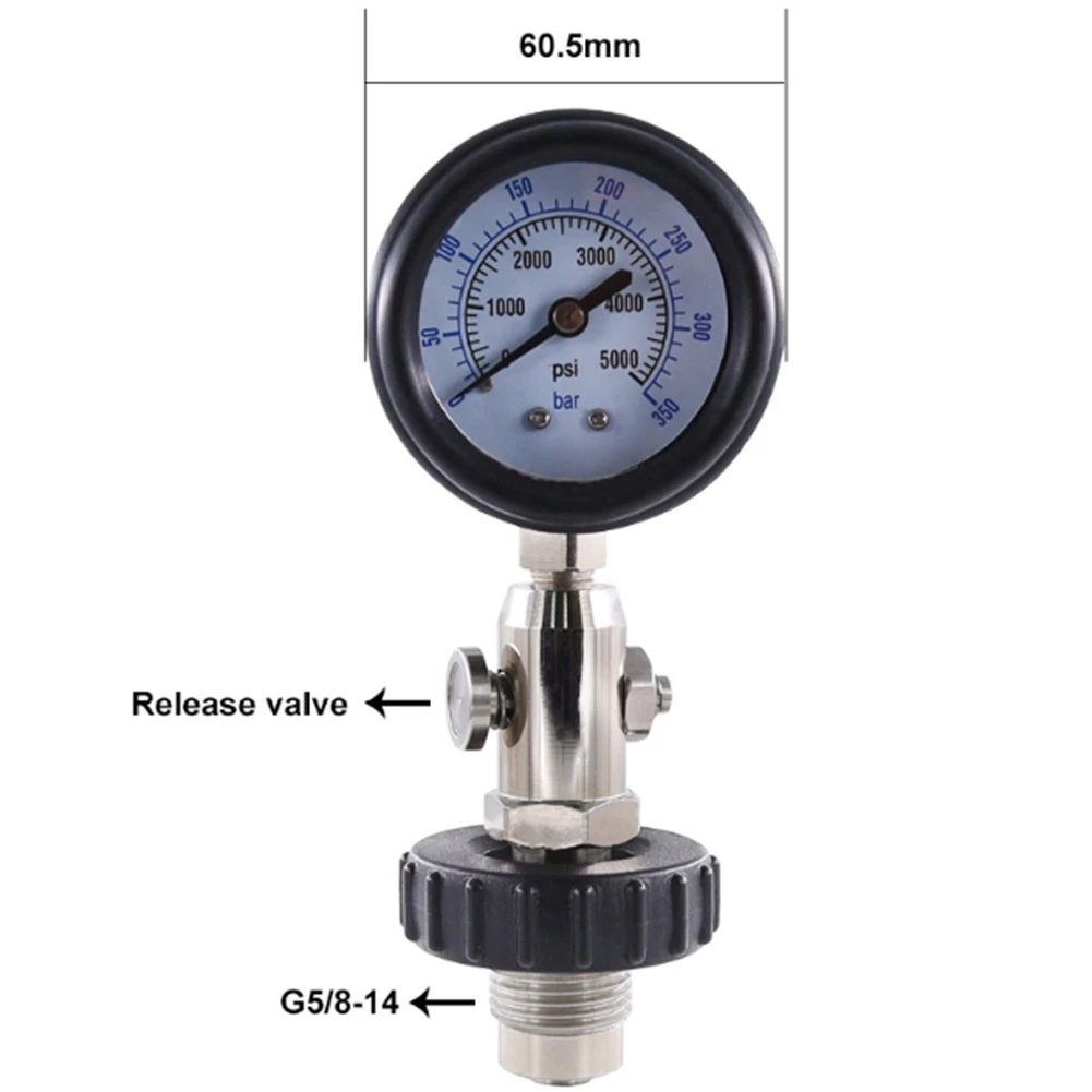 DIN Air Tank Pressure Checker for Scuba Diving with 350Bar Gauge Diving Gauge with Handle
