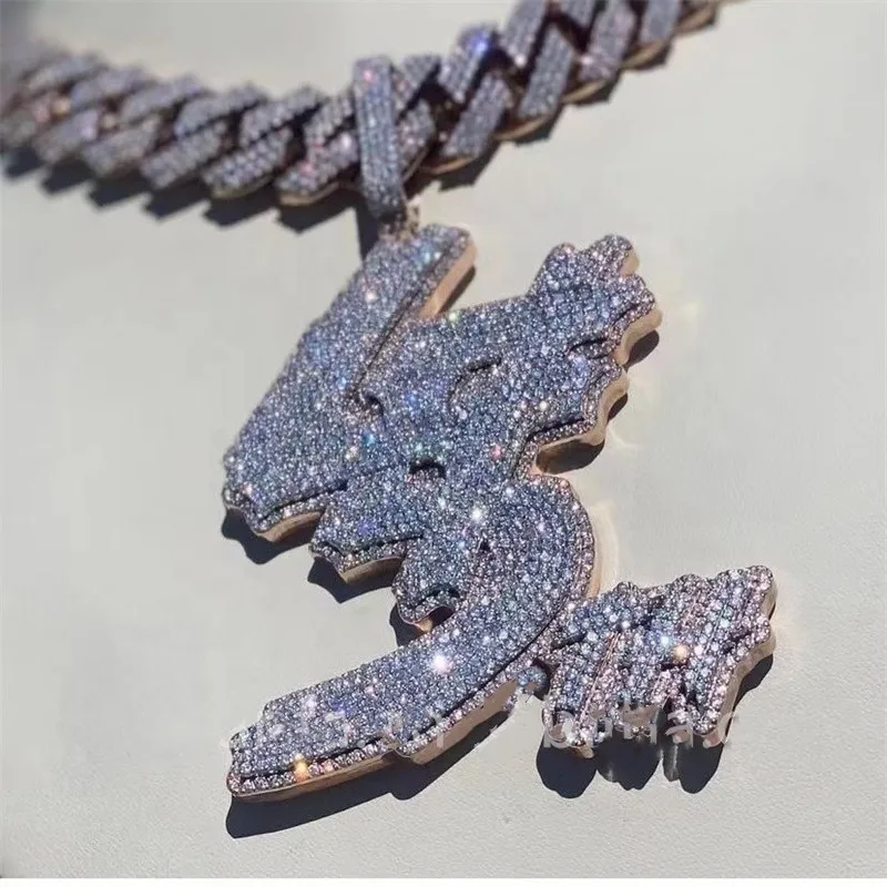 Jewe Custom Bust Down Iced Out Shining Honey Comb Flower Setting Lab Diamond Vvs Moissanite Ciondoli Personalizzati Con Lettere