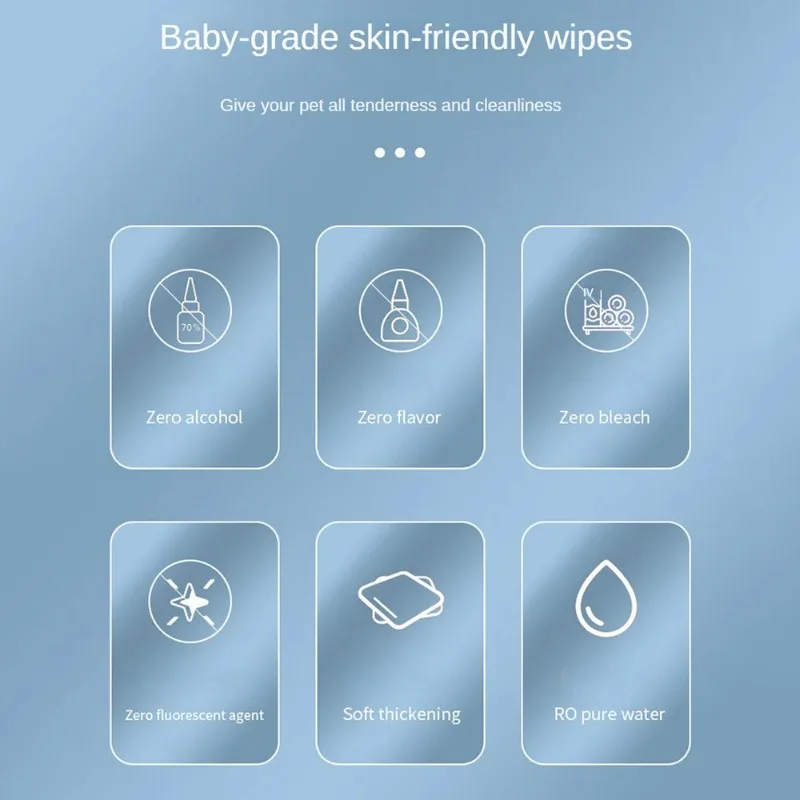 Cat Dog Wet Wipes Pure Water Formula Three Dimensional Texture Effective Cleaning Deodorization Moisture Preserving Pet Supplies pet cleaning wipes