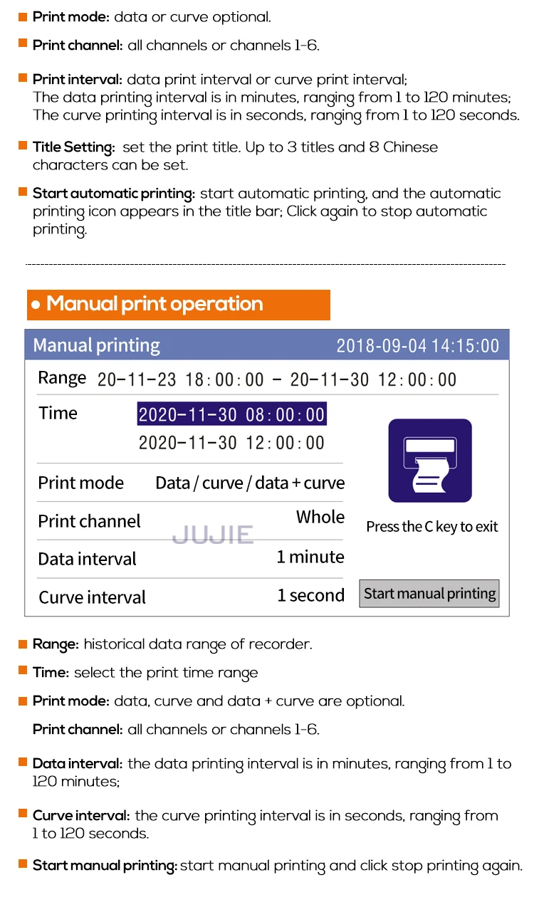 RS485 Paper Data Logger with Data Printing Function Temperature Pressure Humidit
