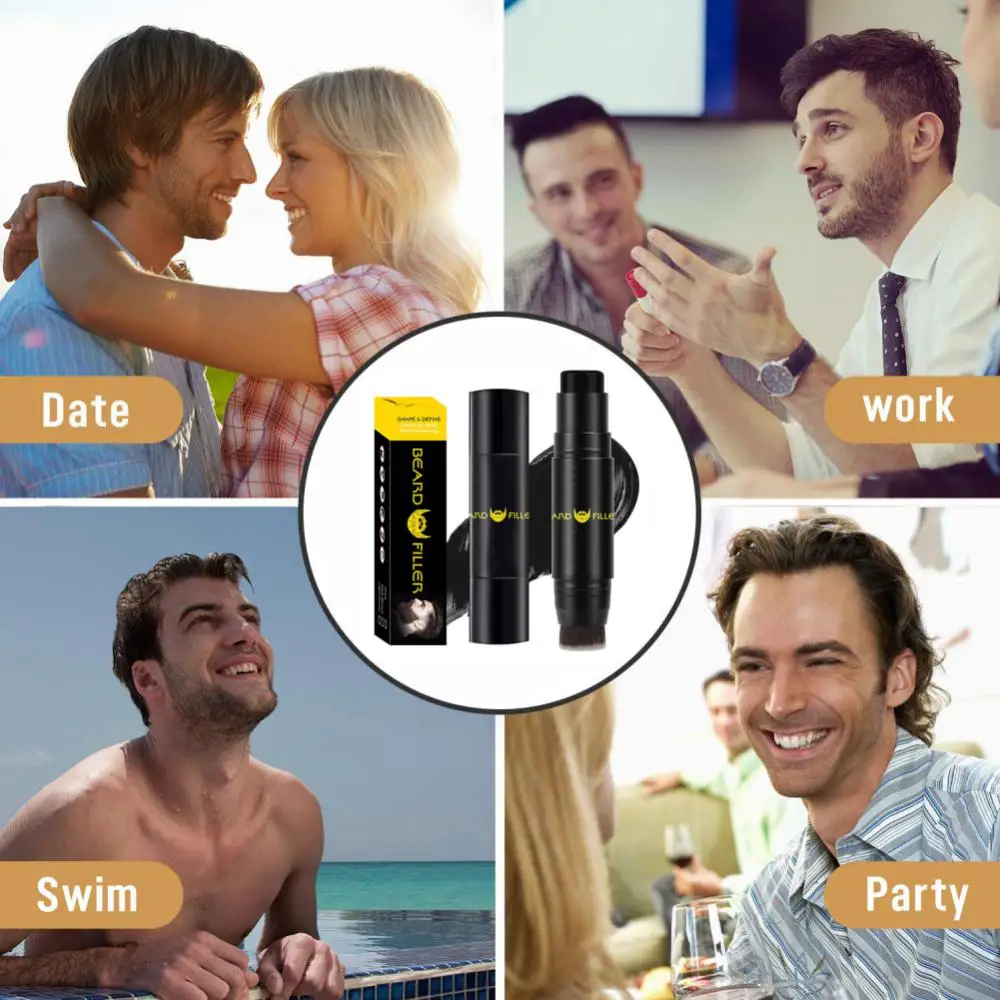 Description Picture 2 of item1~10PCS Double-ended Beard Filler Pen Waterproof Sweatproof Beard Filling Natural Beard Shaping Tool Mustache Repair Pencil For