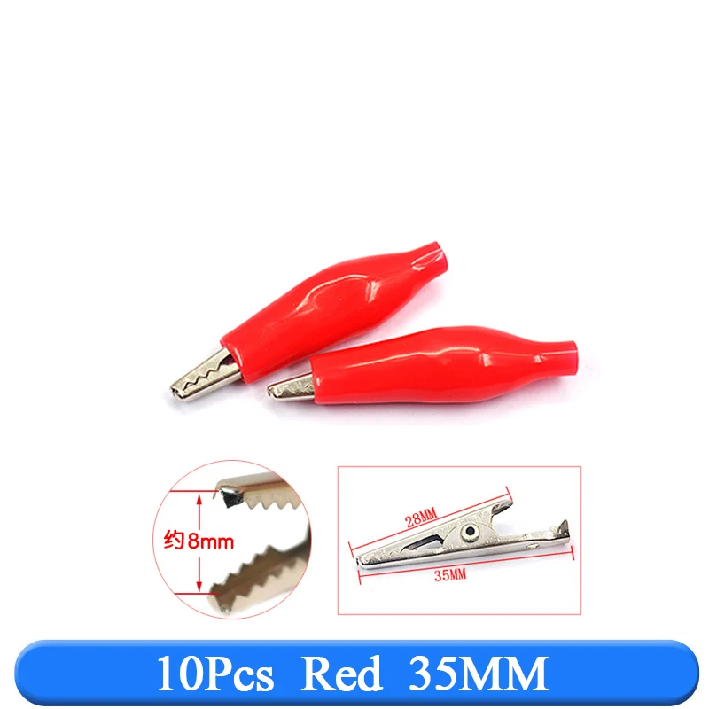10Pcs 28MM/35MM/45MM Metal Alligator Clip G98 Crocodile Electrical Clamp For Testing Probe Meter Black/Red with Plastic Boot alligator clips electric test clamp