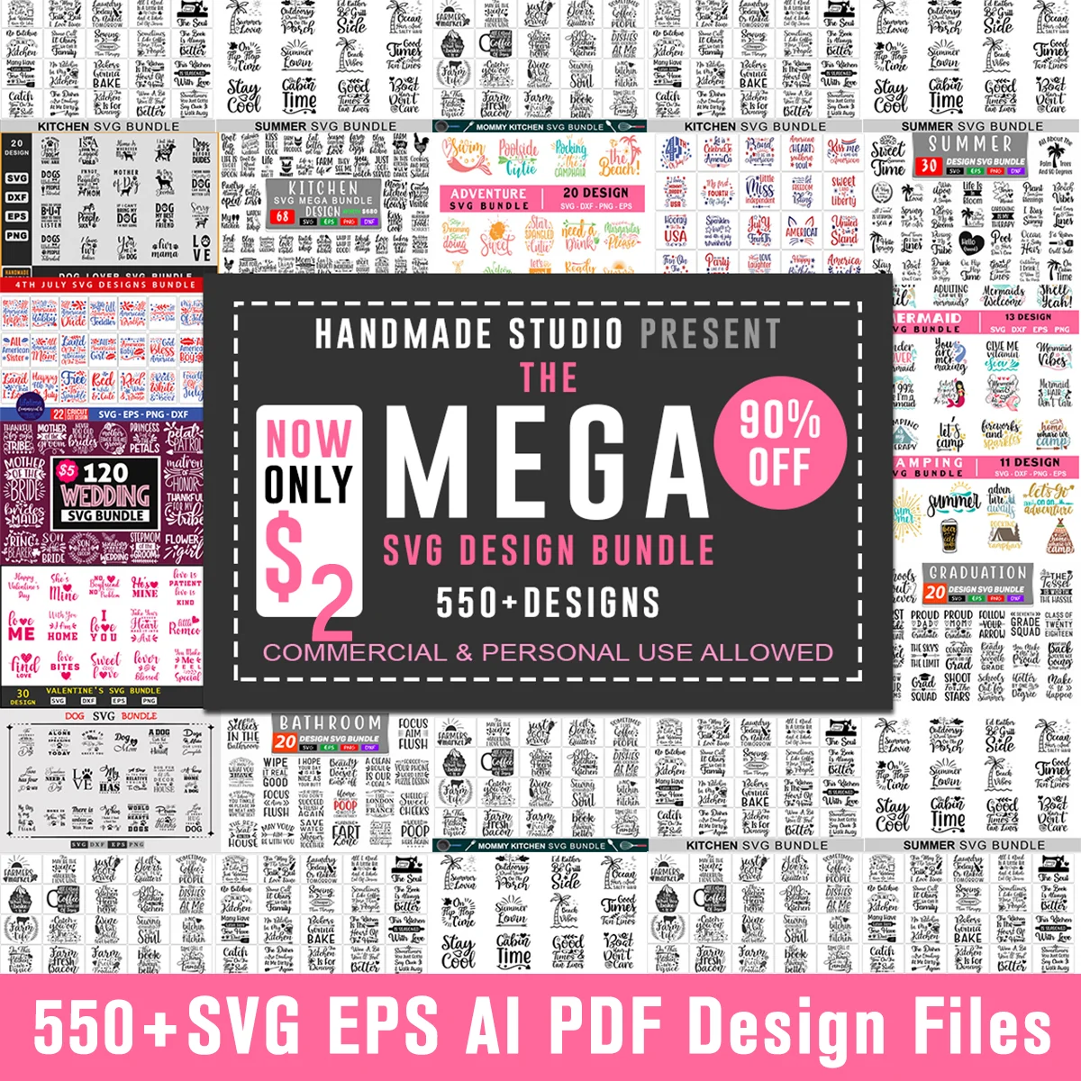 550+ SVG Mega Bundle Massive SVG Files Cricut Bundle Laser Cut Vector SVG DXF EPS AI PDF for CNC Laser/Plasma Cutting Printing router woodworking