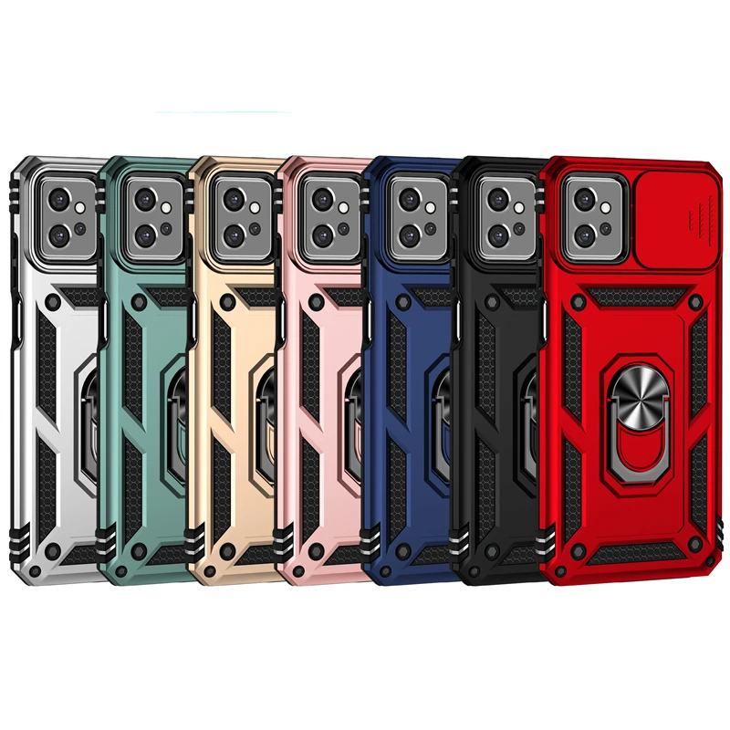 Per Motorola Moto G32 Custodia Cover Moto G32 Capas Paraurti Antiurto Back Armor Slide Camera Lens Ring Holder Fundas Moto G32 G 32