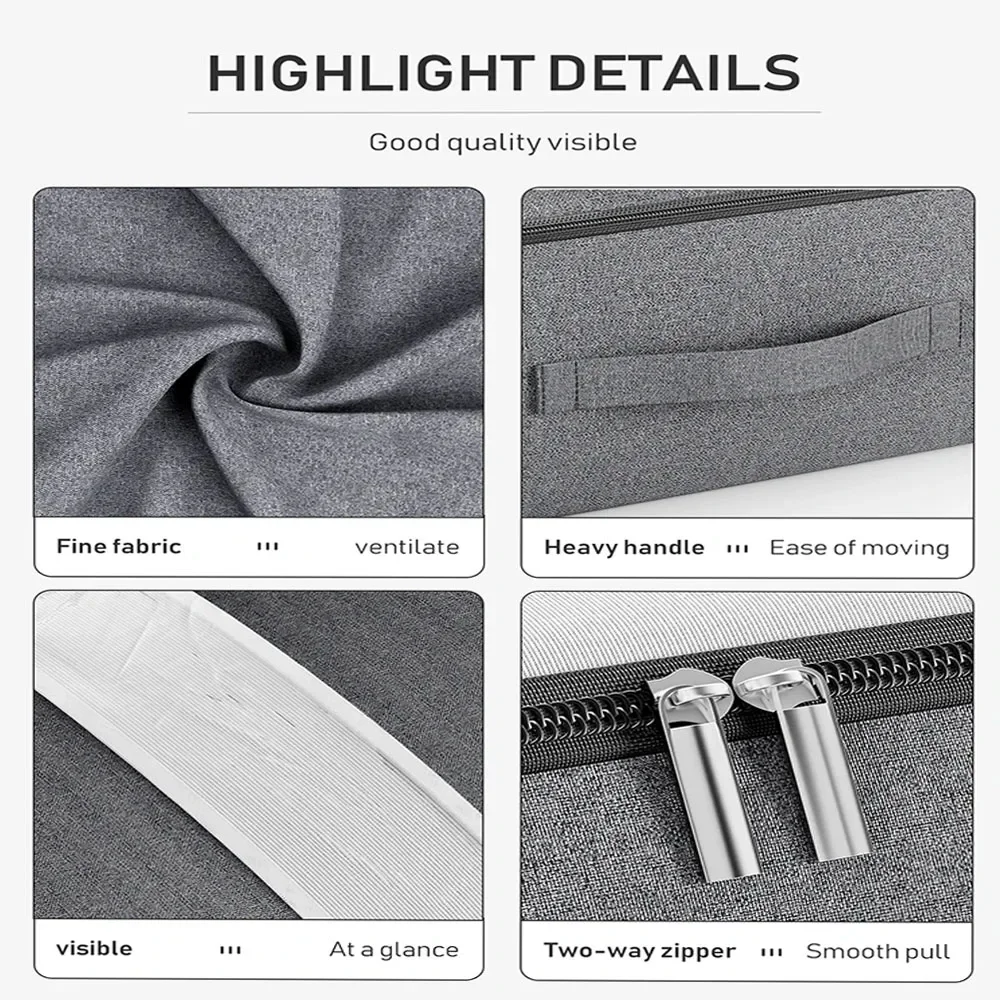 1PC gray clothing storage bag, bed bottom storage bag, quilt storage bag, large capacity organizing bag, with window storage bag 5