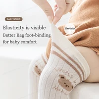 Spring Autumn Kids Knee High Socks Baby Girls Boys Bow Long Soft Cotton Warm Stockings Children Hollow Out Socken for 0-5 Years 3
