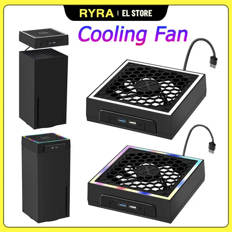 Topmounted For Xbox Series X Cooling Fan Cooler With LED Strip Lights