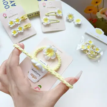 Corda per capelli Plumeria fiore fermaglio per capelli Clip per capelli tradizionale fiore d'uovo BB Clip ornamenti per capelli gialli fiore Barrette copricapo