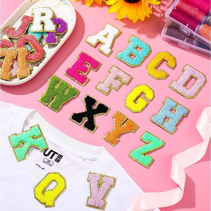 104PCS Chenille Letter Patches, Colorful Iron on A-Z Letter
