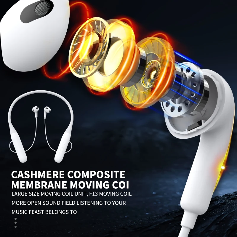 Wireless Bluetooth earphone Hearing aid Magnetic extra long standby neck hanging waterproof sports earphone with ear back