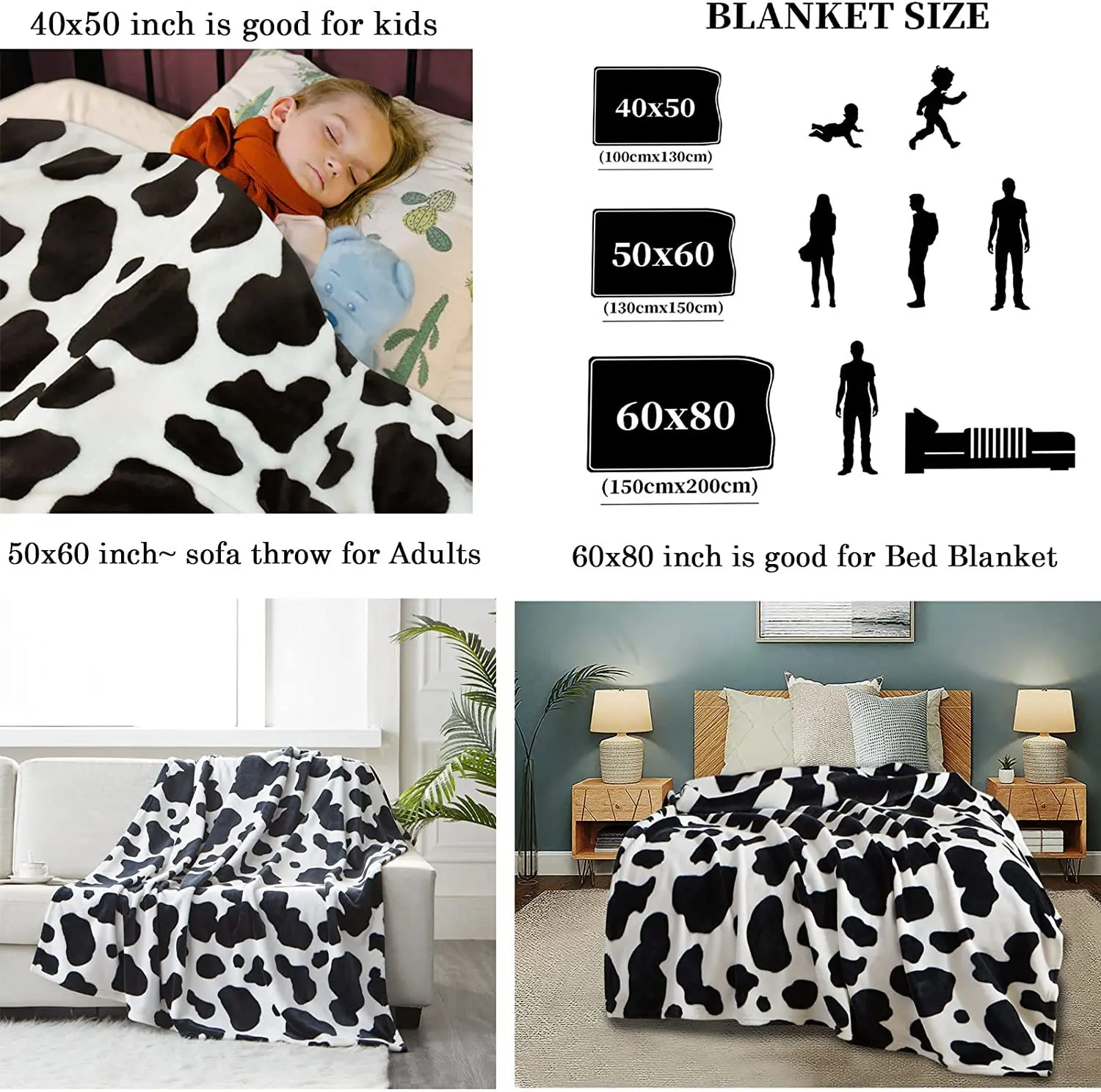 Soft cow print blanket sale