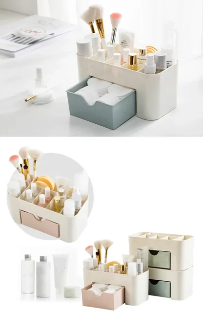 Acrylic Plastic Makeup Organizer Storage Box with Drawer Cotton Swab Stick Storage Case lipstick organizer brush holder makeup