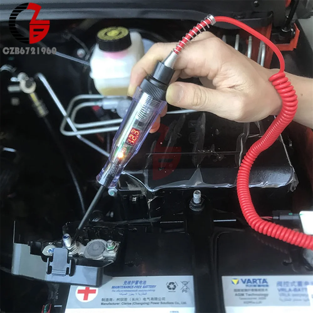 Electrical Circuit Tester DC 6V 12V 24V Voltage Digital Display Long Probe Pen Light Bulb Automobile Diagnostic Auto Repair