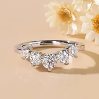LinkerLove Half Eternity Moissanite Curved Wedding Band S925 Sterling Silver Crown Engagement Ring for Women Party Fine Jewelry 1