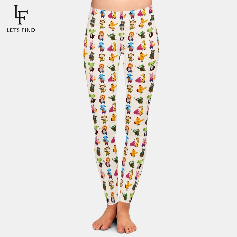 

LETSFIND Fashion Women Spring Leggings New 3D Animal Music Pattern Print High Waist Slim Fitness Pants