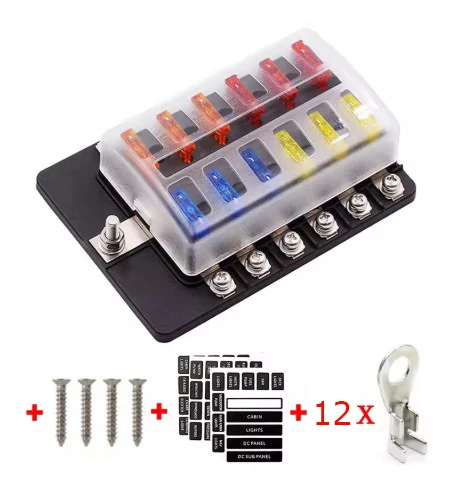 علبة فيوز 12 مخارج مع غطاء شفاف ومؤشر أعطاال