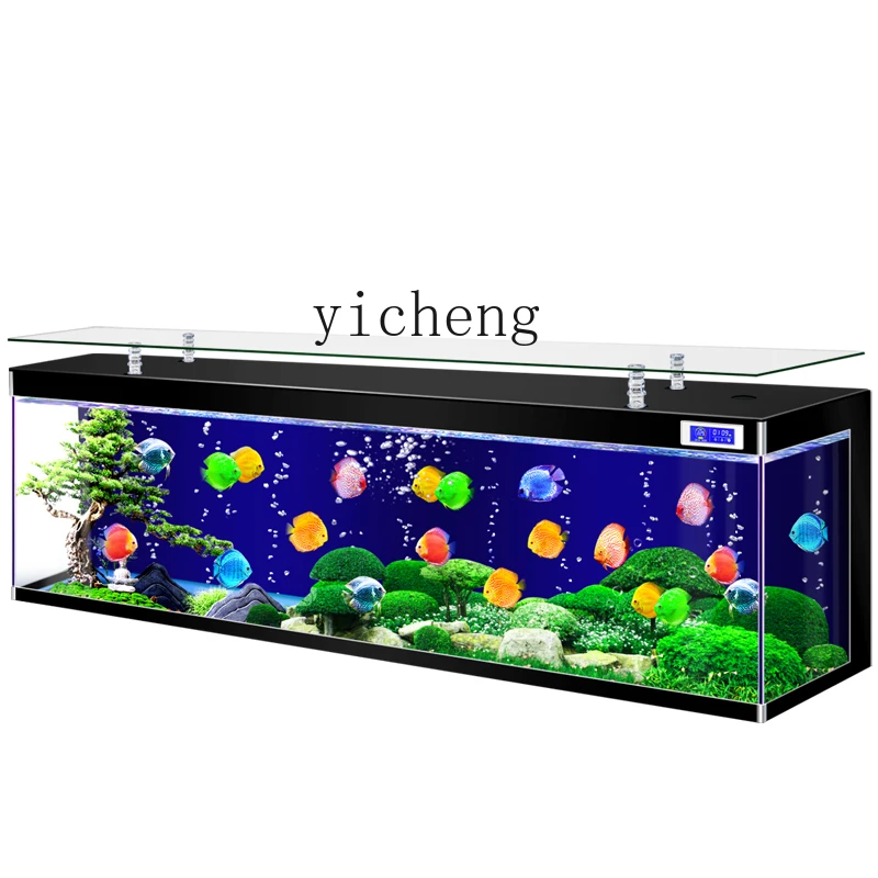 

YY New Home Super White Glass Fish Tank Small Living Room TV Cabinet Integrated