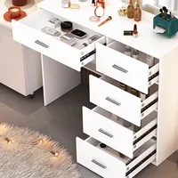Dressing Table With LED Lights Mirror And Drawers Vanity Table Makeup Desk White 4