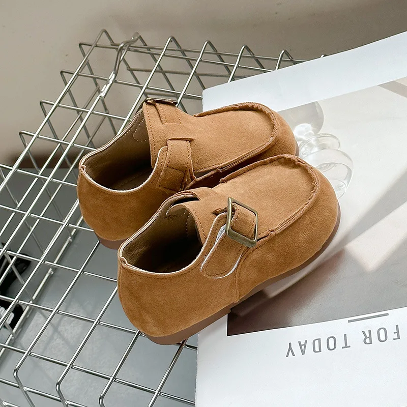 Children's casual Boken shoes, boys' retro single shoes spring new item, girls' frosted leather soft sole Korean version