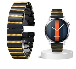 Premium Ceramic Wristband in White and Black for Smart Watches - Stylish Universal Replacement Strap for Men and Women (1 - black - gold)