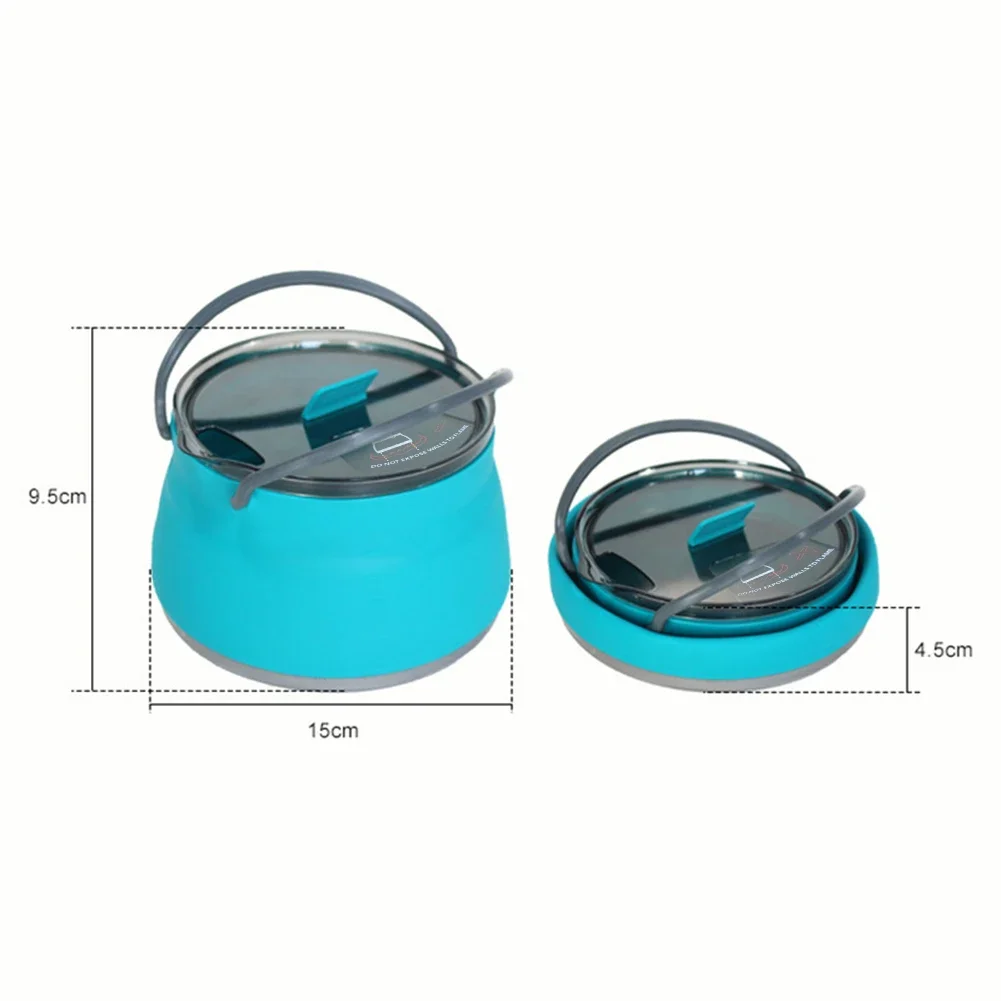 1L Camping Cook Pot BPA-Free Camping Kettle Outdoor Silicone Kettle Stainless Steel Bottom Excellent Gift for Travel Picnic