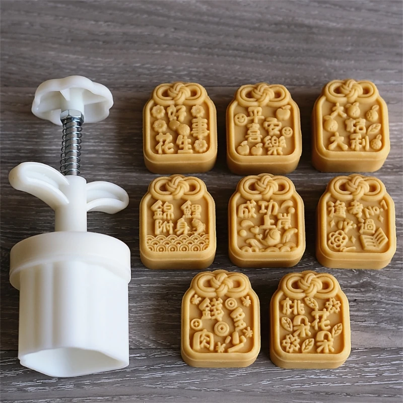 

Lucky Charm Pattern Moon Cake Mold Mid-Autumn Festival Mooncake Makers Cookie Stamps Hand Pressure Mooncake Baking Tool
