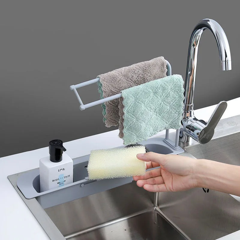 

1PC Kitchen Sink Drain Rack Creative PP Gel Drainage Rack Tableware Sponge Soap Drying Telescopic Sink Holder Storage Drain