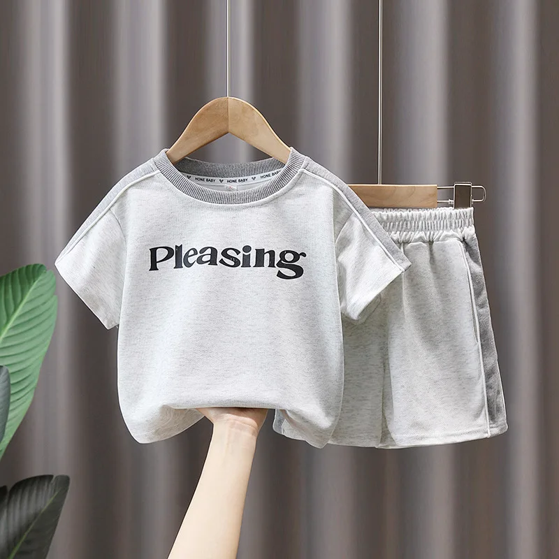 

Summer Kids Tracksuits Cotton Casual Baby Boys Girls Outfits Children Short Sleeve T-Shirts Tops + Shorts 2Pcs Boys Suits 2-10Y