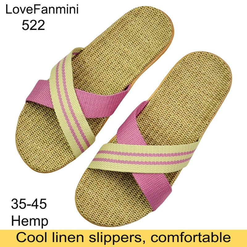

Natural linen slippers summer home indoor sandals men's women's unisex spring and autumn couples landing guests flax Non-slip