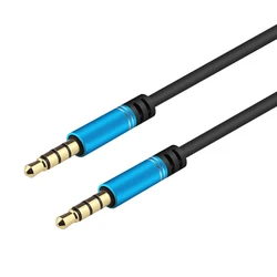 Premium Gold-Plated HiFi AUX Audio Cable for Speakers and Headphones (Blue-Support Mic)