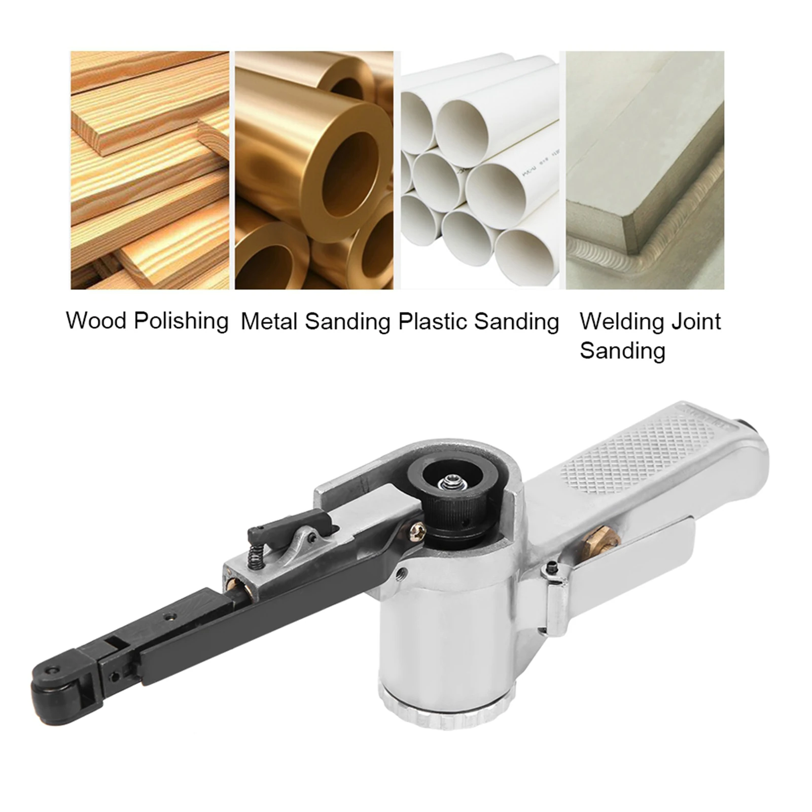 10mm Pneumatic Belt Sander Air Grinding Polishing Machine for Furniture Wood Glass Metal 3/8in Air Polisher Pneumatic Grinder 3