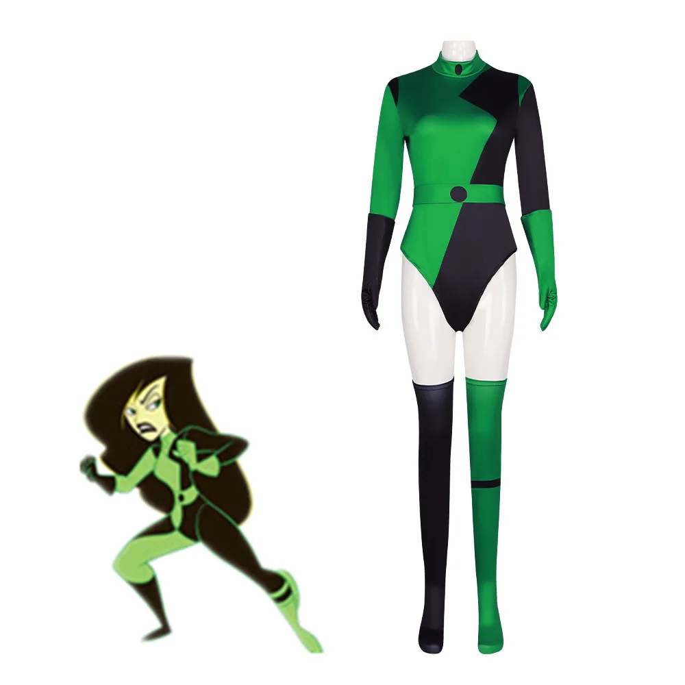 

Костюм для косплея Shego, Комбинезоны для взрослых и девочек, женские костюмы для карнавала, костюм для ролевых игр, Маскировка для девочек