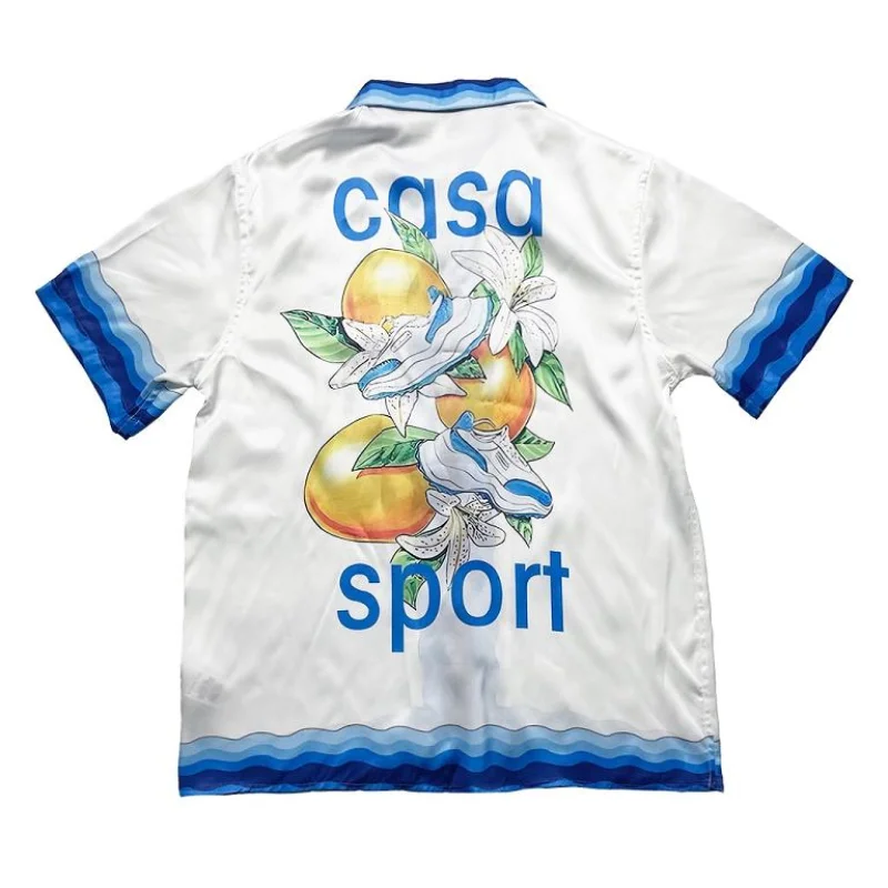 

New Orange And Shoe Print Casablanca T Shirt Men Women EU Size Cool Fabric Casablanca Top Tees Harajuku Things