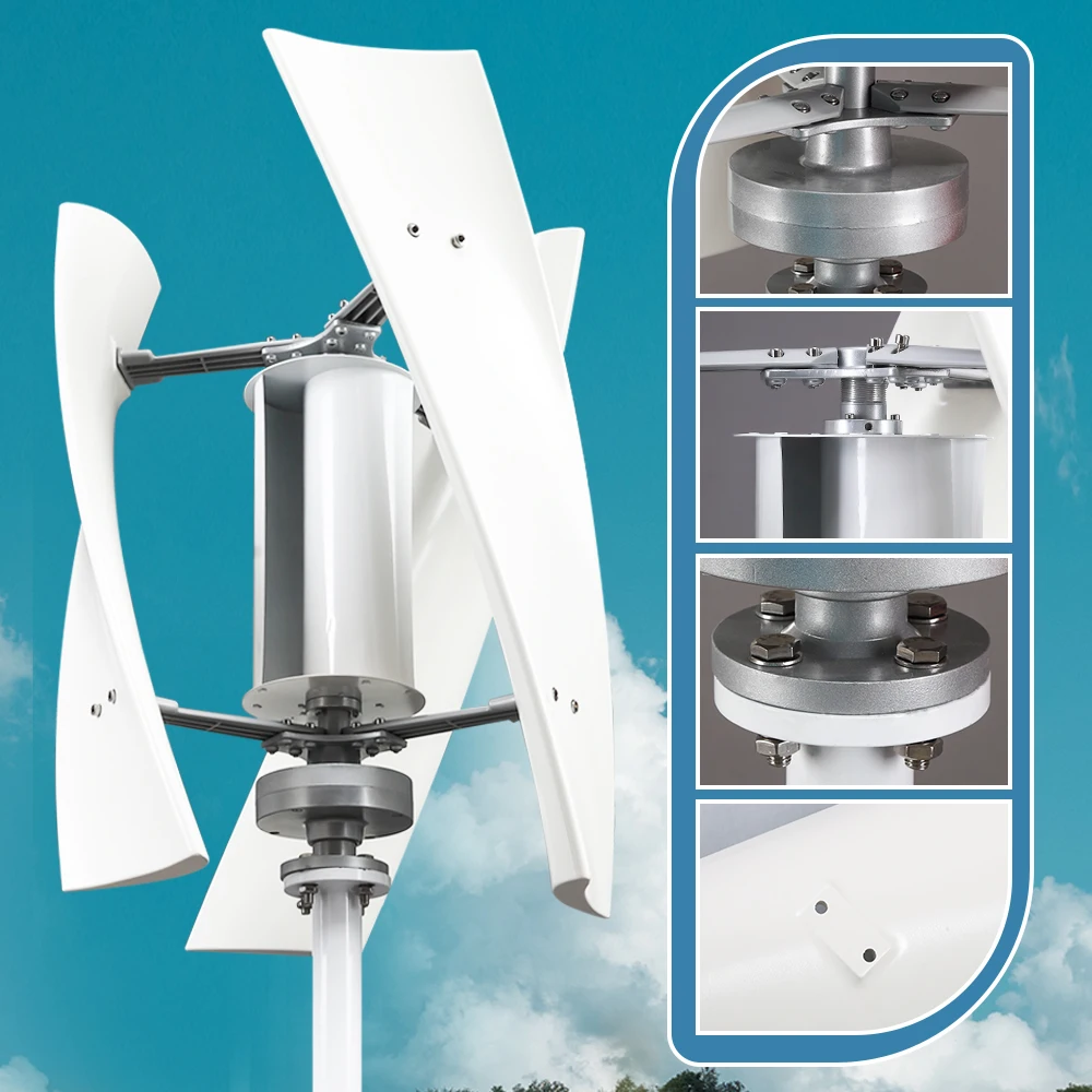 2000W Vertical Windmill Wind Turbine Generator Dynamo 2kw 3 Blades 12v 24v With Mppt/Hybrid Charge Controller For Farm Home Use