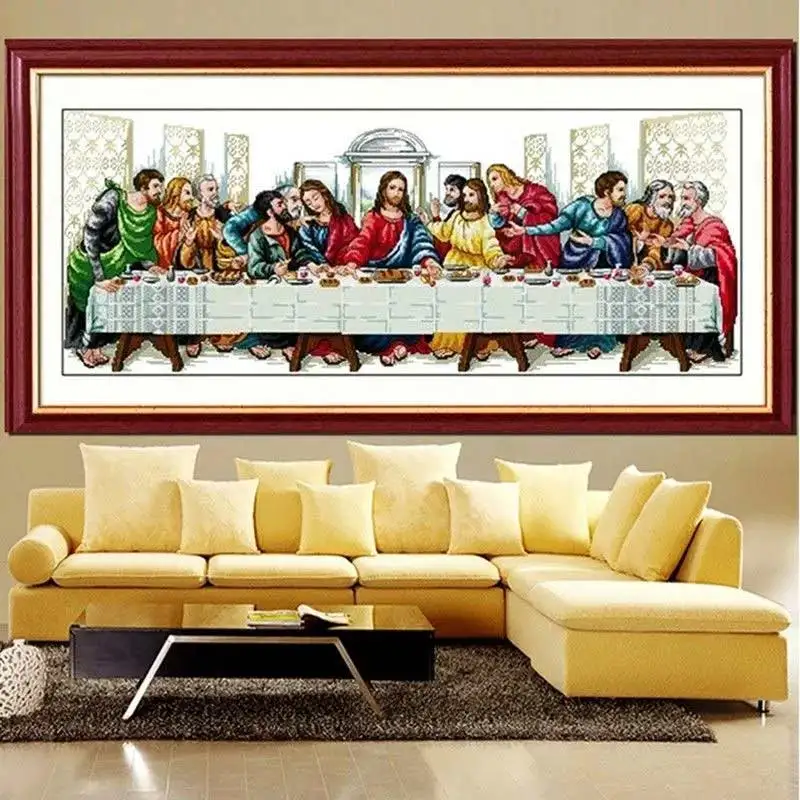 Hand-embroidered Cross Stitch finished The Last Supper Twelve Apostles Character Living Room Decorative Painting