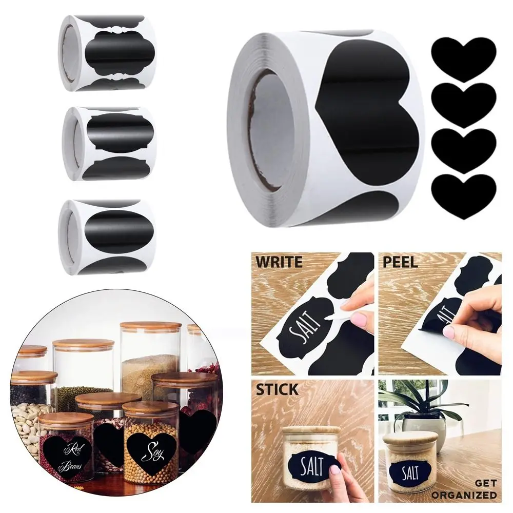 120Pcs/Roll 내구성 PVC 라벨 스티커 이동식 방수 칠판 라벨 5가지 스타일 칠판 스티커 홈 & 주방